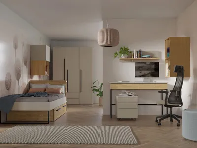 Obrázek produktu pro Nábytek do studentského pokoje ZAFRIS - kašmír / dub