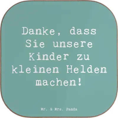 Produktbild von Mr. & Mrs. Panda Tassen Untersetzer Spruch Erzieher Heldenmacher - Meeresbrise - Geschenk, Tischuntersetzer, Wertschätzung, Danke sagen, Fürsorge, Holzuntersetzer, Gläser
