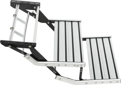 Produktbild von Doppel-Einstiegstufe - Für Wohnwagen & Wohnmobil - Manuell klappbar - Aluminiumlegierung