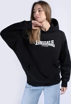 Immagine prodotto di Felpa donna con cappuccio oversize STRINGSTON Nero/Bianco L Lonsdale