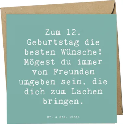 Produktbild von Mr. & Mrs. Panda Klappkarte Spruch 12. Geburtstag Wünsche - Meeresbrise - Geschenk, Happy Birthday, Freundschaft, doppelkarte, Grußkarte, faltkarte, anlasskarte, feiern