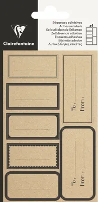 Produktbild von Clairefontaine 10x Pack. 28 selbstklebenden Etiketten Kraft Schwarz 617065C
