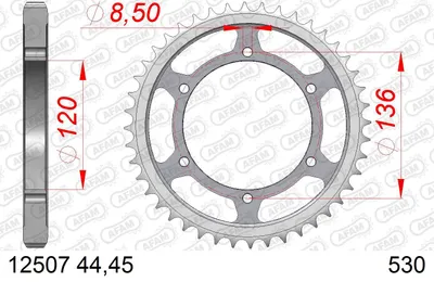 Produktbild von AFAM Kettenrad 12507-44 Hinten für YAMAHA MOTORCYCLES XJ Stahl