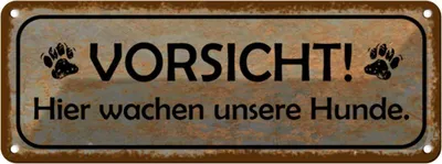Produktbild von vianmo Blechschild 10x27 cm Vorsicht hier wachen Hunde Warnschild Hinweisschild Sicherheit