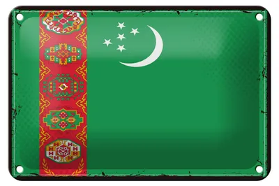 Produktbild von Blechschild Flagge Turkmenistans 18x12cm Retro Turkmenistan Dekoration