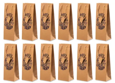 Produktbild von Flaschentüte Geschenktüten 12 Stück mit "Great Story" Motiv, Geburtstagsgeschenk, Tüten für Flaschen als Geschenk zu besonderen Anlässen