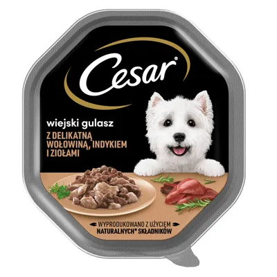 Zdjęcie produktu dla CESAR Tacki w sosie o smaku indyk z wołowiną mokra karma dla psa 14 x 150g