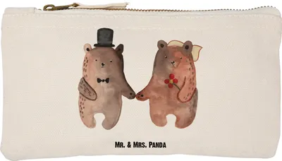 Produktbild von Mr. & Mrs. Panda Kosmetikbeutel Bär Heirat Größe S Klein - Weiß - Geschenk, Pouch, Verheiratet Heirate Hochzeit Hochzeitsgeschenk Hochzeitspaar, Kulturbeutel, Stoffbeutel