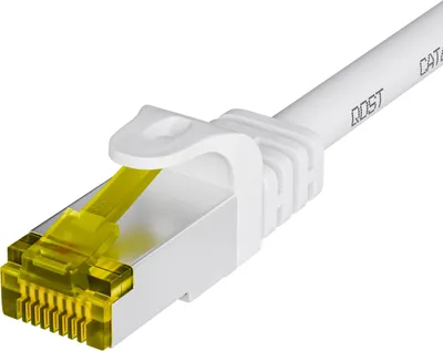 Obrázek produktu pro Qost - CAT7 10G internetový kabel - SFTP PIMF - 10 Gbps / 600 MHz - 100% měď - RJ45 konektory - Patch kabel / Síťový kabel - 100 metrů - bílá