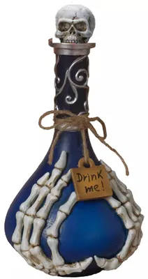 Produktbild von Halloween Skelett Giftflasche mit Totenschädel als Tischdeko