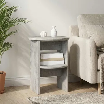Image de vidaXL Meuble d'appoint, lot de 2, gris béton, Ø 40 x 50 cm, aggloméré