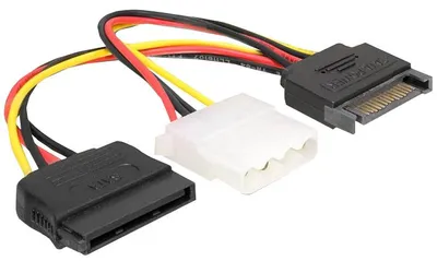 Produktbild von Delock - Netzteil - SATA-Stromstecker (M) zu interne Stromversorgung, 4-polig, SATA-Stromstecker (W) - 17 cm
