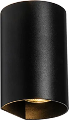 Zdjęcie produktu dla QAZQA – designerska lampa ścienna czarna okrągła GU10 50 mm – SabbirI 2-punktowa I salon I sypialnia I Up & Down – aluminiowy cylinder – przystosowana do żarówek LED GU10