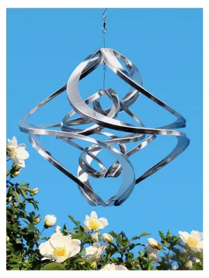 Produktbild von Edelstahlwindspiel Winddancer Double-Twister Gartendekoration Gartenkunst (30 cm ohne Kristall)