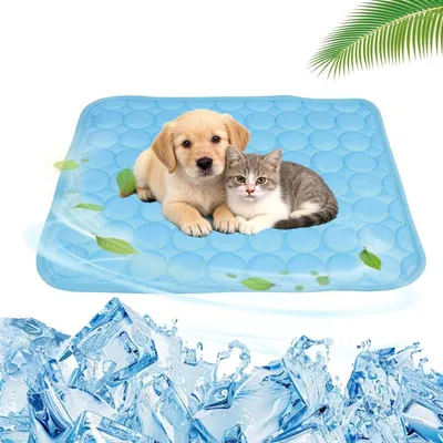 Image de Tapis rafraîchissant pour chien, couleur bleue, taille M (62 x 50 cm), lavable