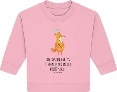 Produktbild von Mr. & Mrs. Panda Organic Baby Pullover Fuchs Koch 6. - 12. Monat - Baumwolle Pink - Geschenk, Bäcker, Geburtstag, Hungrig, Füchse, Chefkoch, Bullover