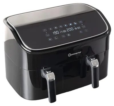 Produktbild von Sommertal Heißluftfritteuse HF DUAL 900 mit Doppelkammer | 9 Liter XXL Airfryer & Dörrgerät | 2850W | Digitales Touch Display