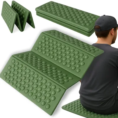 Produktbild von Faltbare Sitzmatte Sitzunterlage Camping Isomatte XPE rutschfest wasserdicht dunkelgrün für Picknick Angeln Garten
