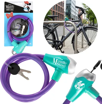 Produktbild von DISNEY Minnie Mouse Fahrradschloss, starke Fahrradsicherung, Schloss mit 2 Schlüsseln, 65 cm