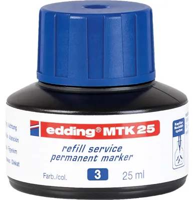 Zdjęcie produktu dla Edding MTK 25, Niebieski, 25 ml, edding 21, 22, No.1, 400, 3000, 3300, 1 szt.