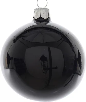 Produktbild von Weihnachtskugeln Glas 6cm mundgeblasen 6er Box - Schwarz glänzend
