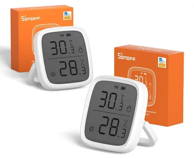 Produktbild von SONOFF Zigbee Temperatur- und Feuchtigkeitssensor, 2 Stück, kompatibel mit Alexa/Google Home