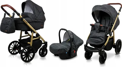 Produktbild von BabyLux® Aspero | 3in1 Kinderwagen Set | Black Flex | Kombikinderwagen | Kinderwagenset | Buggy