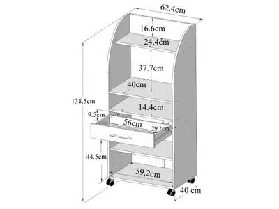 Produktbild von Mikrowellenserver Weiß und Beton, 63 x 40 x 138