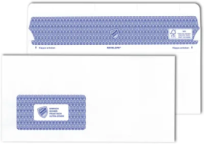 Produktbild von 35 Briefumschläge / Din lang+ (112x225mm) / mit Fenster und Sicherheitsschlitze