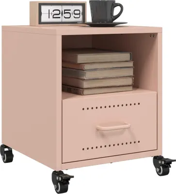 Image de vidaXL Tables de nuit 2 pcs. Rose 36x39x43,5 cm Acier