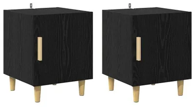 Image de Ensemble de 2 tables de chevet, aspect chêne noir, dimensions 40 x 40 x 50 cm