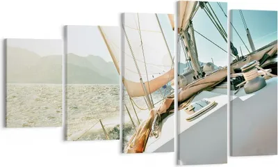 Produktbild von Bild auf Leinwand - Leinwandbild - 5 Teile - Yacht Segeln So - 100x60cm - Wand Bild - Wanddeko - Wandbilder - Leinwanddruck - Bilder - Wanddekoration - Leinwand bilder - Wandbild - EG100x60-4847