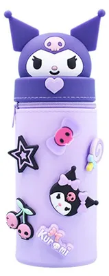Image de Étui à crayons pour filles, debout, en silicone, couleur violette