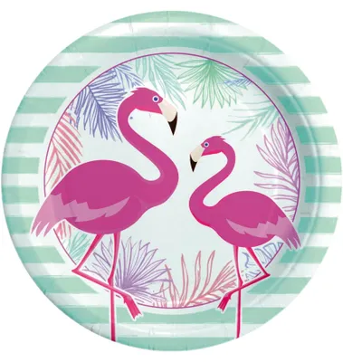 8 Papier-Teller Flamingo Party 24 cm