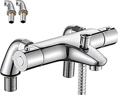 Produktbild von Thermostat-Badewannenarmatur, Thermostat-Badewannenarmatur, Duscharmatur mit Temperaturregelung, Messing, Chrom-Finish, Badewannenmontage