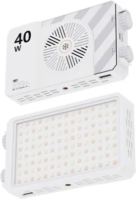 Obrázek produktu pro LED videolampa, 40 W, 8000 lumenů, CRI 98+, 2500 K–9000 K, kompaktní, regulace teploty, nabíjení přes USB, napájení z baterie
