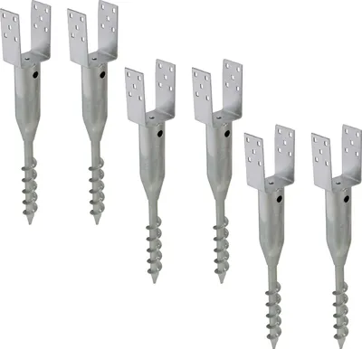 Produktbild von 6x U-Profil Bodenhülse zum Einschrauben 8x8 cm 67,5 cm Länge feuerverzinkt für Vierkanthölzer 80 mm