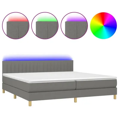 Obrázek produktu pro vidaXL Postel Boxspring s matrací a LED diodami Tmavě šedá 200x200 cm Látka