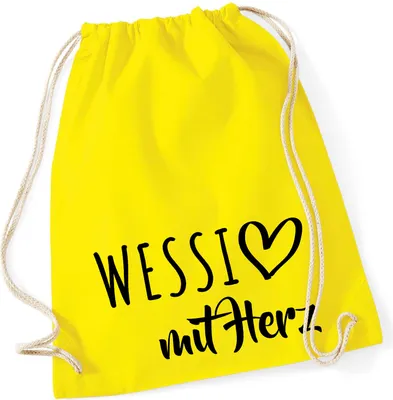 Produktbild von Huuraa Turnbeutel Wessi mit Herz 12 Liter Yellow Baumwolle Rucksack Geschenkidee