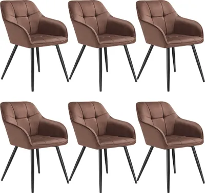 Produktbild von tectake® Esszimmerstuhl Marilyn gepolstert, in Samtoptik, gesteppt 58 x 62 x 82 cm