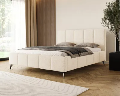 Produktbild von Chilly Möbel Design Bett Miria - Polsterbett mit stabilem Metallrahmen, Bettkasten und Stauraum 140x200 cm / Bouclé Soft / Beige