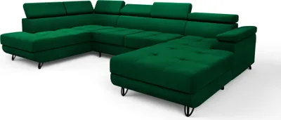 Produktbild von Ecksofa Junior U Grün Magic Velvet 2225 U-Form Ecke mit Schlaffunktion Eckcouch Couch Polsterecke U-Sofa Breite 317 cm Ecksofa mit zwei Bettkästen