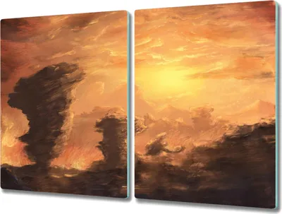 Produktbild von Coloray Hackbrett Herdabdeckplatte 2x40x52 cm Küchenbrett Kochplattenabdeckung Schneidebrett - Sonnenuntergang