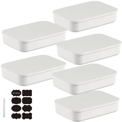 Obrázok produktu pre Omgoods – Súprava 6 úložných boxov s vekom, vhodné do kuchyne a kúpeľne