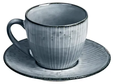 Produktbild von Tasse mit Untertasse, Steinzeug, Blau