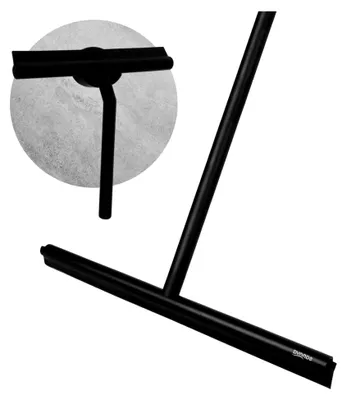 Produktbild von 2 in 1 Duschwischer Set - Selbstklebende Aufhängungshaken - Schwarz - Bodenabzieher mit Stiel