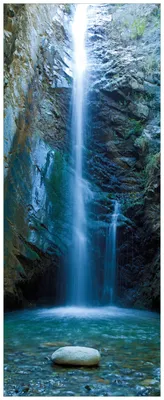 Produktbild von Wallario Wandbild aus Acryl, 125 x 50 cm, freischwebende Optik - Wasserfall bei Sonneneinfall
