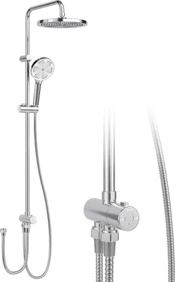 Produktbild von Badezimmer-Duschsystem, Edelstahlkonstruktion, doppelte Duschoptionen, Silber