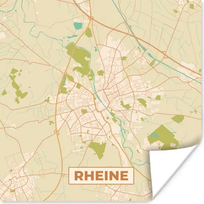 Produktbild von MuchoWow® Poster Karte - Rheine - Vintage - Stadtplan 50x50 cm - Wohnzimmerdekoration