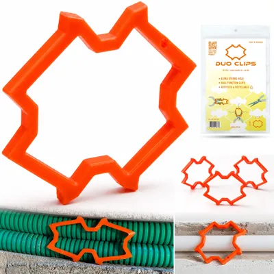 Produktbild von 50x DUO CLIPS Extra Strong 22–50 mm Kabelhalter Universal Schlaufendübel | Kabelclip, Dübelklemmschelle, für Leitungen und Rohre